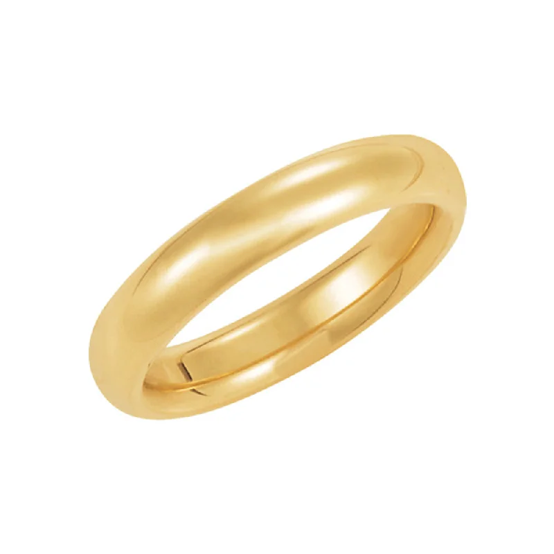 Ladies rings titanium options-4mm Heavy Polished Domed Comfort Fit 14k Yellow Gold Band