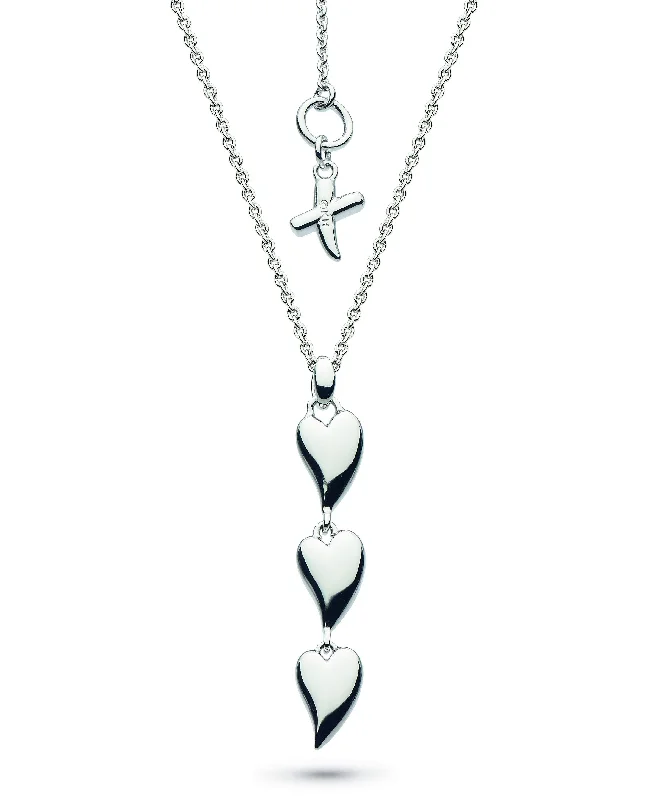 Ladies necklaces price options-Kit Heath Desire Kiss Rhodium Plate Triple Hearts Necklace