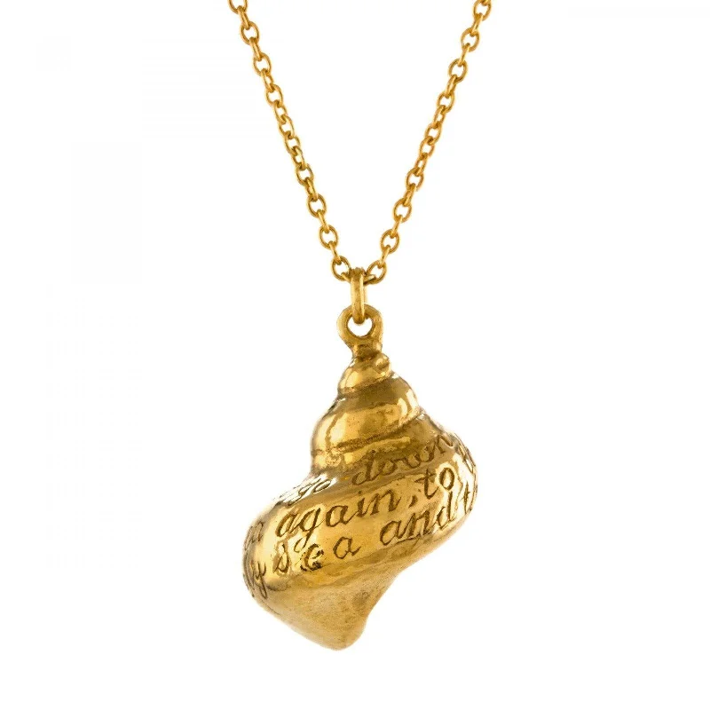 Ladies necklaces personalized-Alex Monroe Engraved Shell Necklace - 22ct Gold Plate