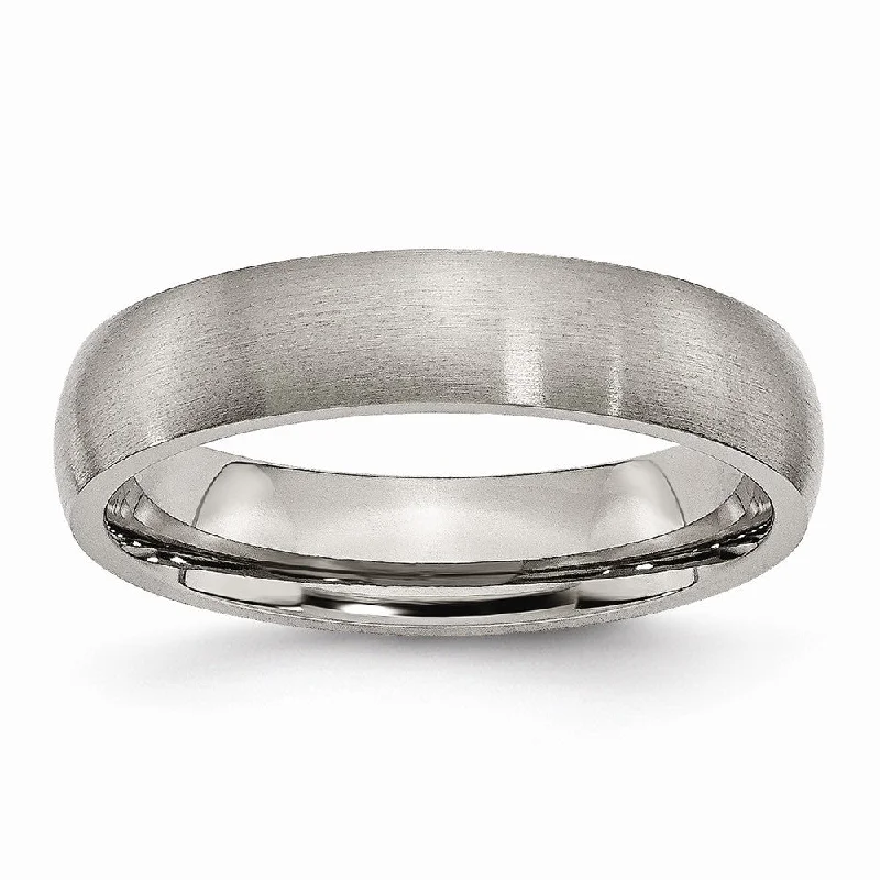 Ladies rings modern appeal-Titanium 5mm Brushed Domed Comfort Fit Band