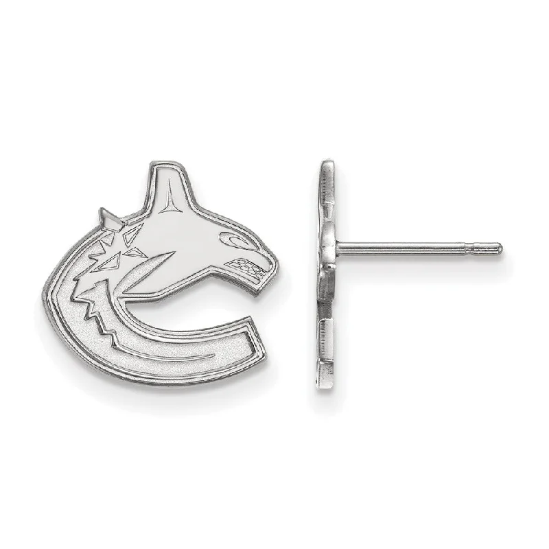 Ladies earrings luxury picks-14k White Gold NHL Vancouver Canucks Small Post Earrings