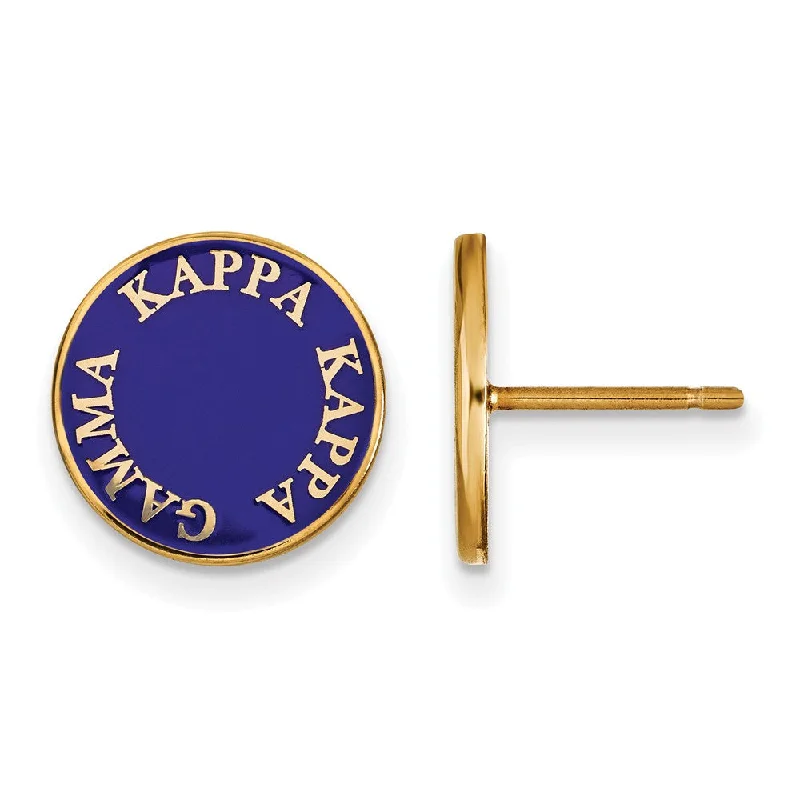 Ladies earrings budget finds-14K Plated Silver Kappa Kappa Gamma Enamel Disc Post Earrings