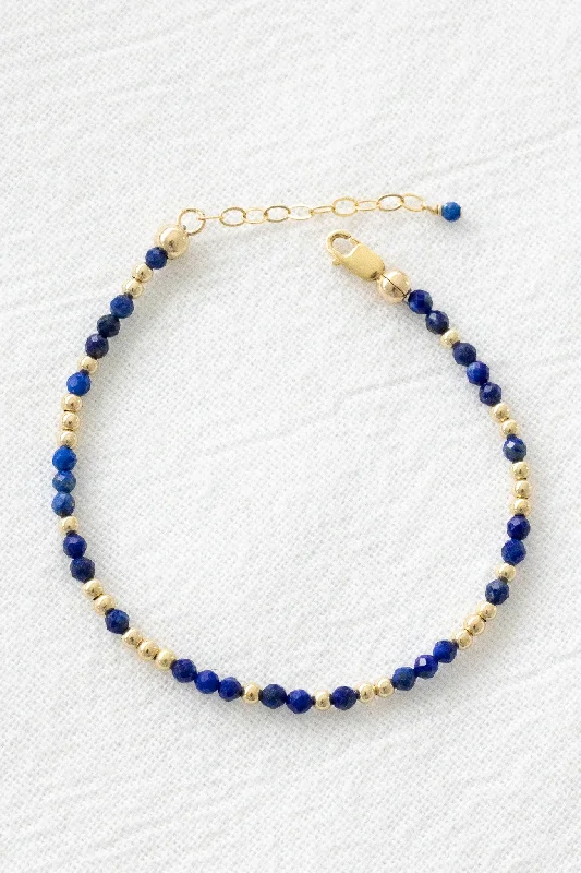 Ladies bracelets size options-Lapis Lazuli Beaded Bracelet