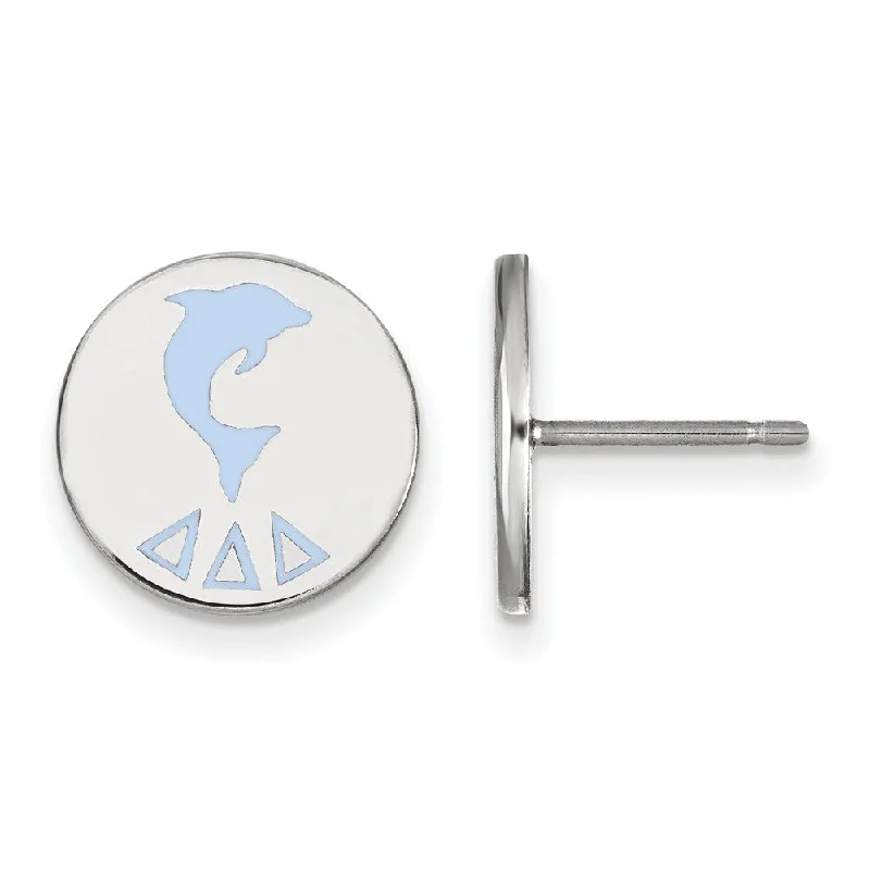 Ladies earrings social media trends-Sterling Silver Delta Delta Delta Enamel Post Earrings