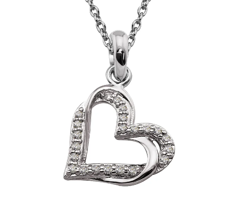 Ladies necklaces wedding wear-Unique & Co Silver Heart with Cubic Zirconia Necklace