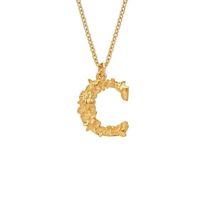 Ladies necklaces hypoallergenic-Alex Monroe Floral Letter C Necklace