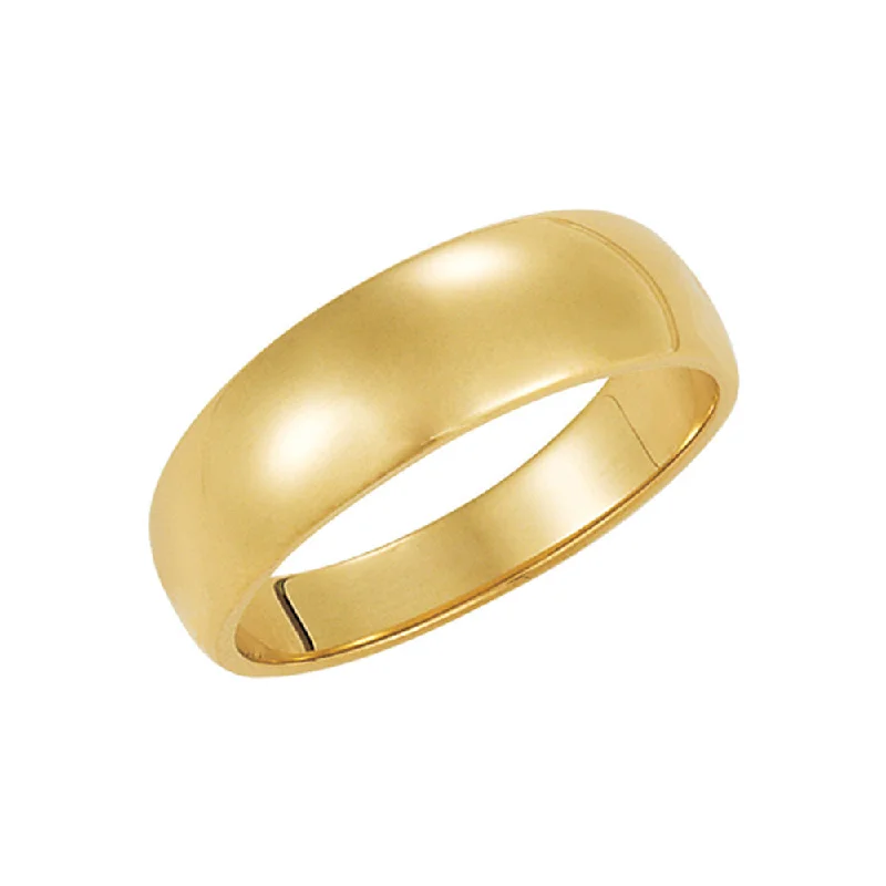 Ladies rings anniversary choices-6mm Half Round Tapered Wedding Band in 10k Yellow Gold