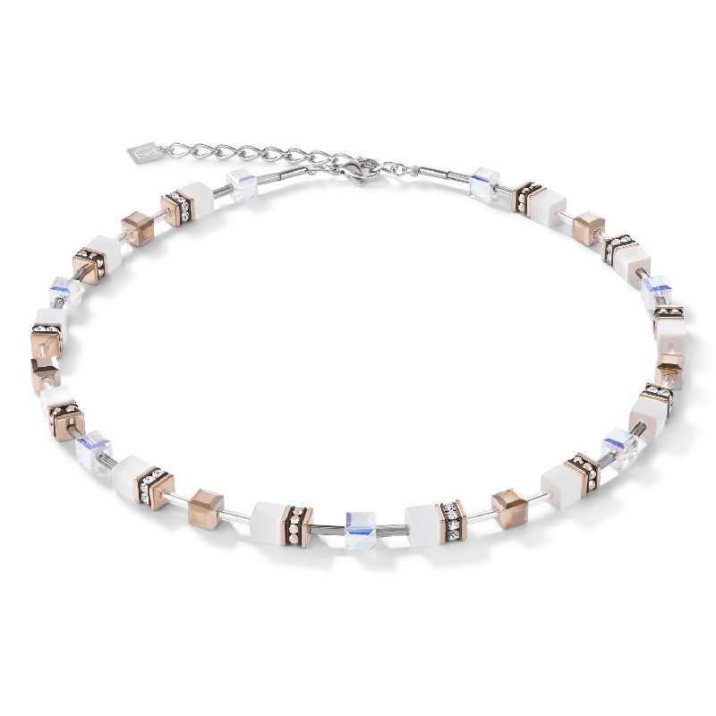 Ladies necklaces collectible pieces-Coeur De Lion White Swarovski® Crystals Geo Cube Necklace