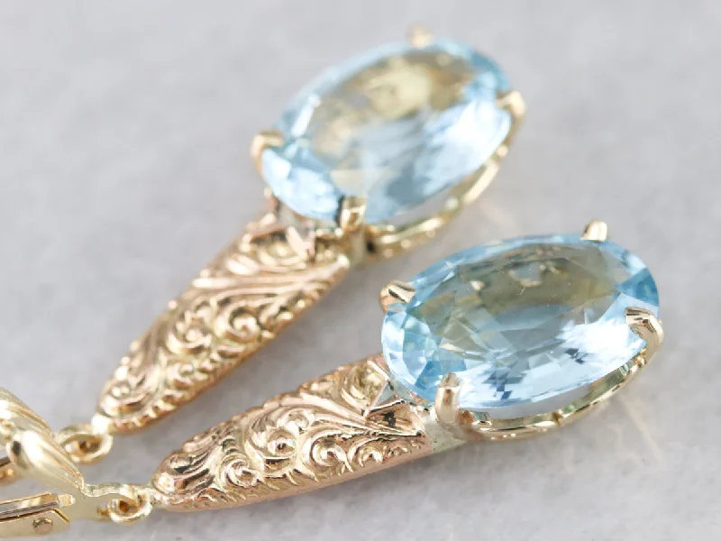 Ladies earrings lightweight picks-Victorian Blue Topaz Drop Earrings