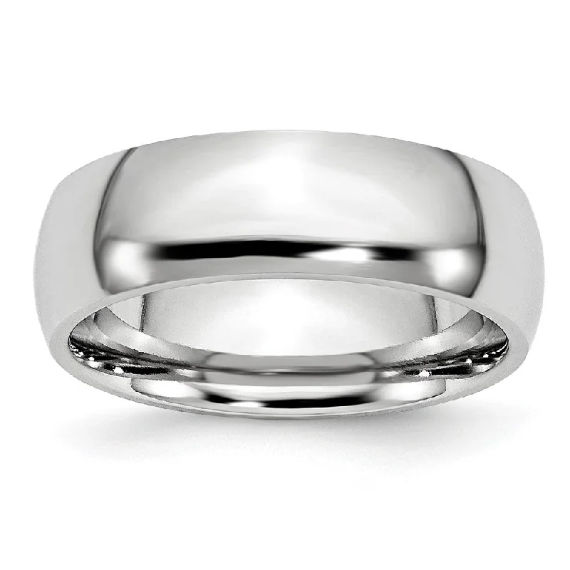 Ladies rings sale events-7mm Cobalt Polished Domed Standard Fit Band