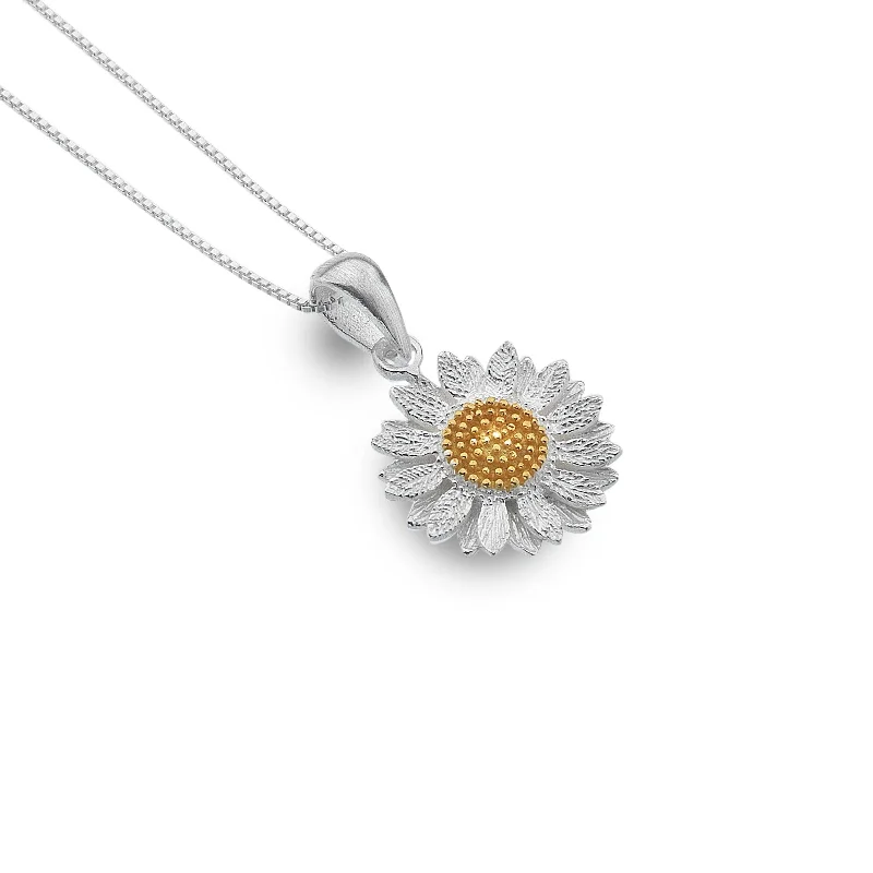 Ladies necklaces girlfriend treats-Sea Gems Sterling Silver Sunflower Necklace