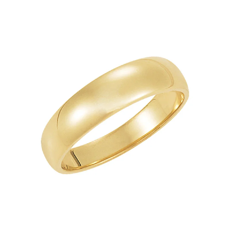 Ladies rings Asian styles-5mm Half Round Tapered Wedding Band in 10k Yellow Gold