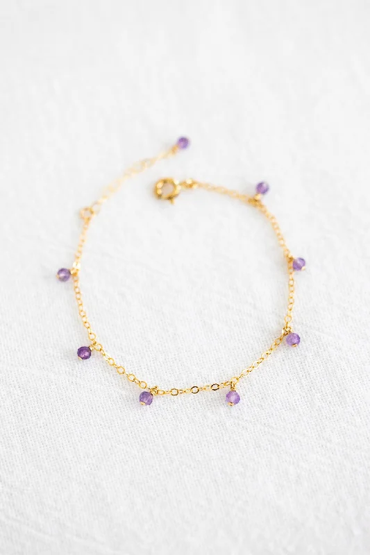 Ladies bracelets wedding wear-Amethyst Drop Bracelet