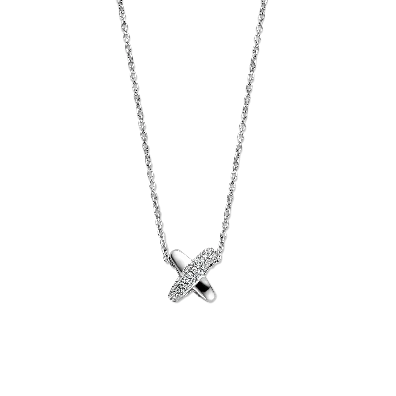 Ladies necklaces ethnic vibes-Ti Sento Silver Cubic Zirconia Pavé Cross Necklace