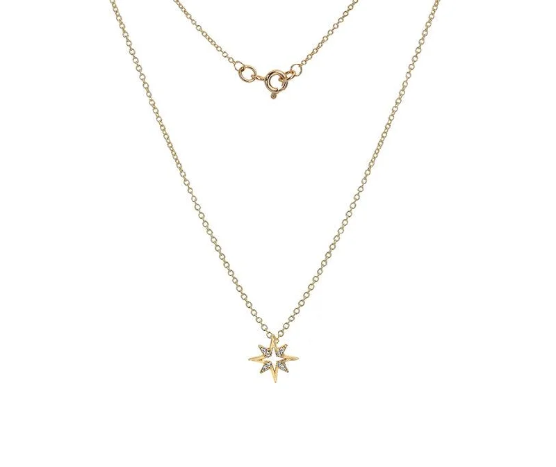 Ladies necklaces e-commerce finds-9ct Yellow Gold Cubic Zirconia Starburst Necklace